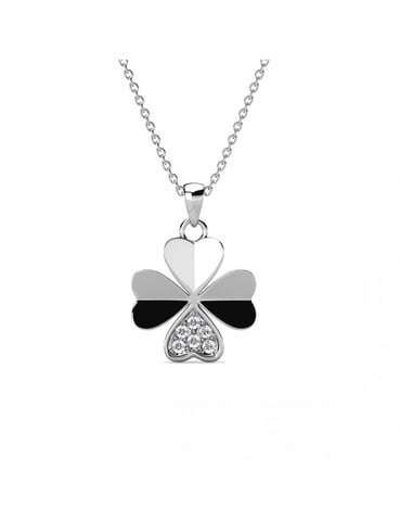 Clover Petal Pendants - Silver and Crystal
