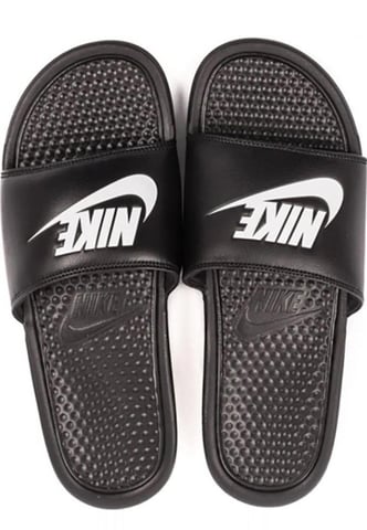 Nike Benassi Slip On Sliders in Black/White
