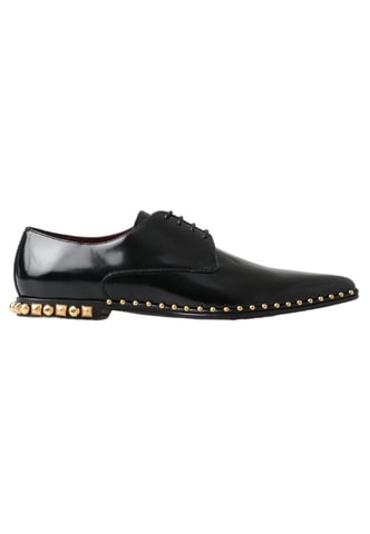 Dolce & Gabbana Men's Black Derby Gold Studded Leather Shoes