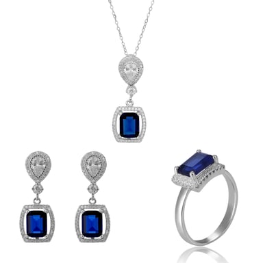 Orphelia 'Enora' Women's 925 Sterling Silver Set: Necklace + Earrings + Ring - Silver SET-7426/SA