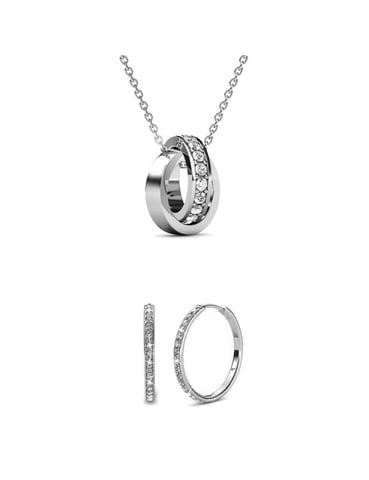 Parures Chic Circle Hoop - Argenté et Cristal