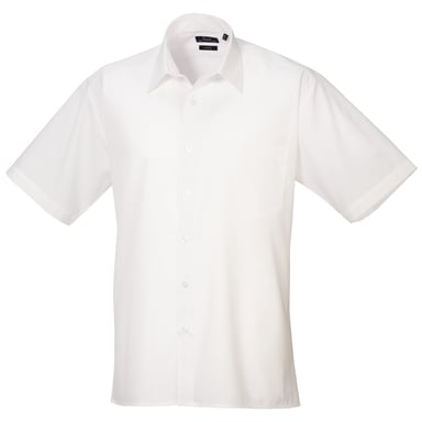 Premier Mens Short Sleeve Formal Poplin Plain Work Shirt (White)