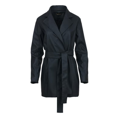 Black Faux Leather Jacket with Belt