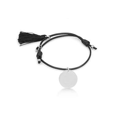 Luxenter my sunshine-armband i 925 sterling silver och svart bomull med rodiumpläterad yta