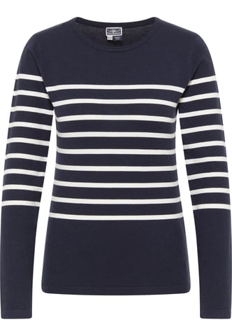 Dreimaster Knitted pullover women marine wool white