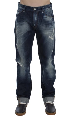 Acht Men's Blue Wash Cotton Denim Regular Fit Jeans