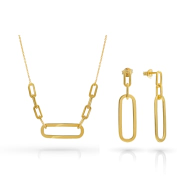 Orphelia 'Essence' Dames 925 Sterling Zilveren Set: Halsketting + Oorbellen - Gouden SET-7560/G