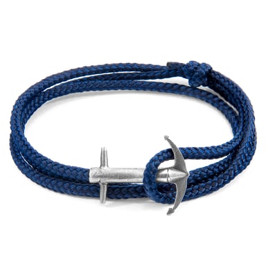 ANCHOR & CREW Navy Blue Admiral Anchor Silver and Rope Bracelet