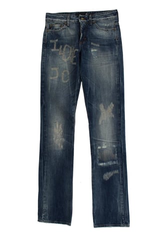 Cavalli Dam Blåtvättad Torn Bomulls Rakt Snitt Jeans