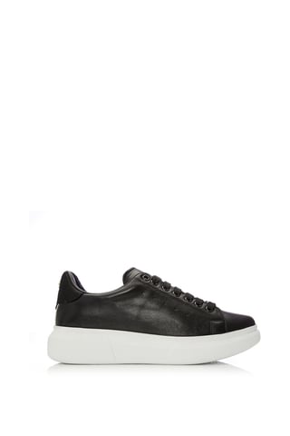 'Bridgette' Black Leather Trainers