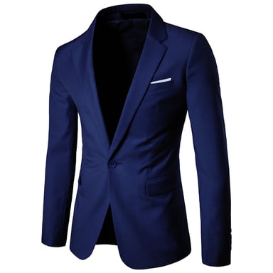 Marineblauwe casual blazer, slim-fit zakelijke blazer