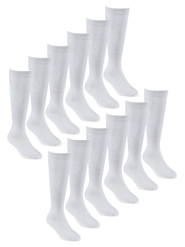 Sock Snob - 12 Paar Meisjes Bamboe Kniekousen, Lange Schoolkousen voor Kinderen - Wit