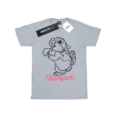 Disney Girls Bambi Thumper Line Drawing Cotton T-Shirt (Sports Grey)