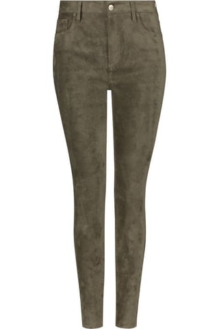 Alina Skinny Green Faux Suede
