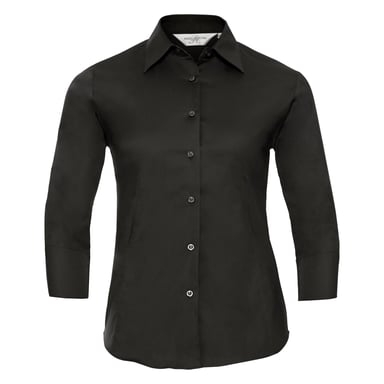 Russell Collection Ladies/Womens 3/4 Sleeve Easy Care Fitted Shirt (Black)