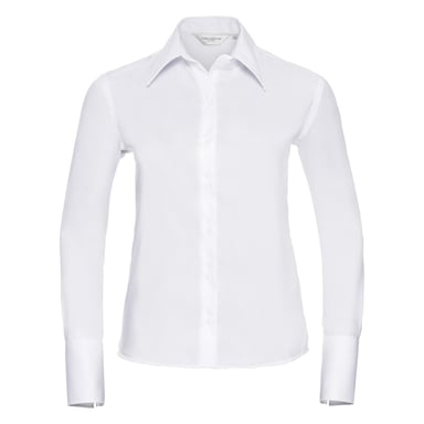 Russell Collection Ladies/Womens Long Sleeve Ultimate Non-Iron Shirt (White)