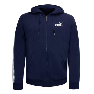Puma lange mouwen ritssluiting marineblauw heren trainingsjack met capuchon 853356 06