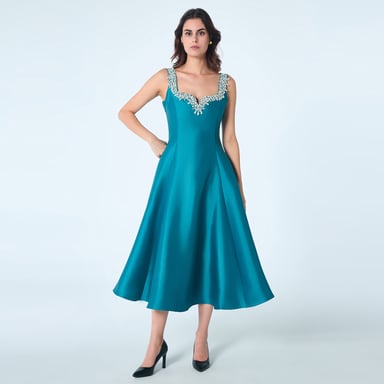 Sweetheart cleavage beaded cocktail dress