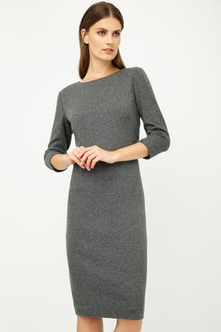 Grey Fitted Knit Dress
