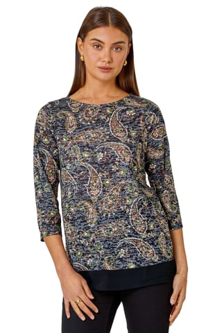 Paisley Print Chiffon Hem Top