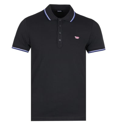 Diesel D Logo Black Tipped Polo Shirt