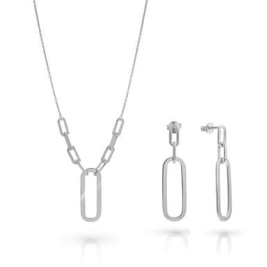 Orphelia 'Essence' Dames 925 Sterling Zilveren Set: Ketting + Oorbellen - Zilver SET-7560