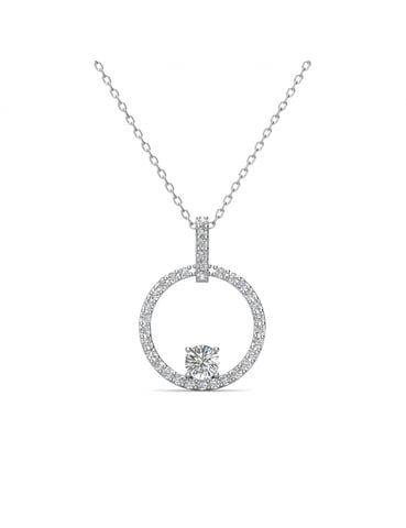 Pendentif Amory - Argenté et cristal