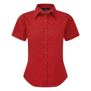 Premier Short Sleeve Poplin Blouse / Plain Work Shirt (Red)