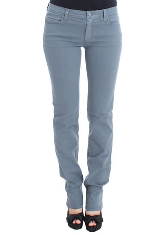 Ermanno Scervino Women's Blue Cotton Blend Slim Fit Bootcut Jeans