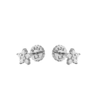 Luxenter earrings with anba screw clasp in 925 sterling silver and shiny rhodium plated zirconia