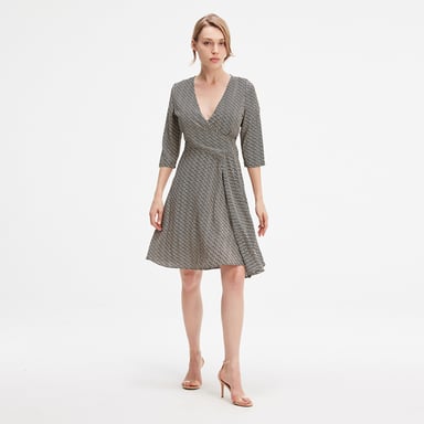 Crossed draped on side skater dress