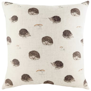 Evans Lichfield Oakwood Hedgehog Repeat Watercolour Square Cushion Cover