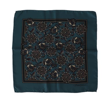 Dolce & Gabbana Men's Blue Floral Silk Square Handkerchief Scarf