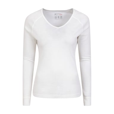 Mountain Warehouse Womens/Ladies Merino Wool V Neck Top (White)