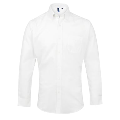 Premier Mens Signature Oxford Long Sleeve Work Shirt (White)