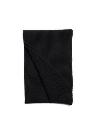 The Cashmere Ribbed Scarf-Ivory Black