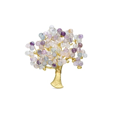 Luxenter brooch with Fluorite finished in 18K yellow gold - Sereli