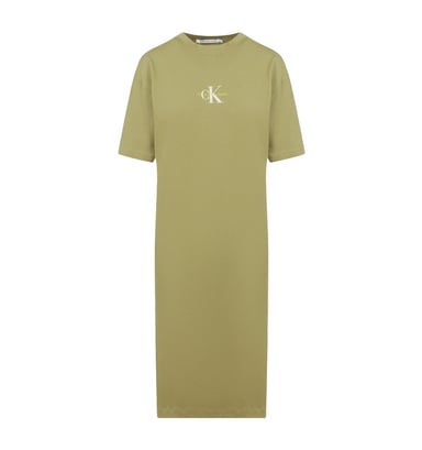 Women's Calvin Klein Monogram Logo T-Shirt Dress in olive