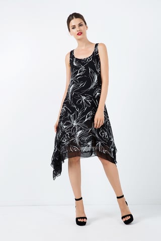 Mouwloze laagjesjurk met netdetail