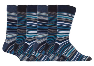 Mens 6 pack colourful striped patterned dress cotton socks in 7 styles