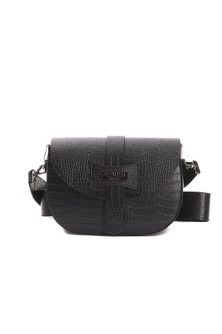 Pompei Donatella Women's Black Leather Crossbody Bag
