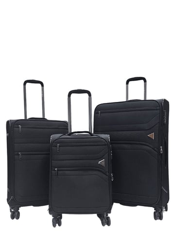 Lichtgewicht zwarte bagagekoffers met 8 wielen, set van 3