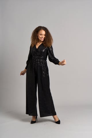Carla Pailletten Jumpsuit - Zwart