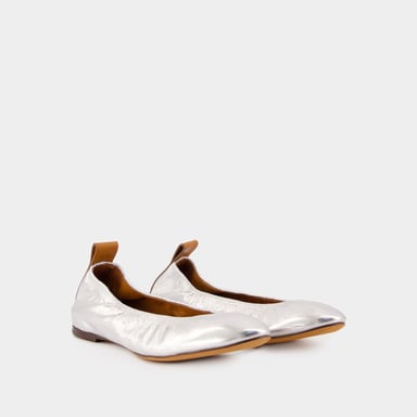 Lanvin Ballerina's - - Leer - Zilver