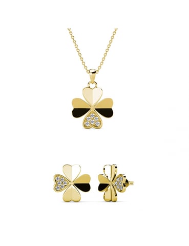 Parure et Coffret Clover Petal - Doré et Cristal
