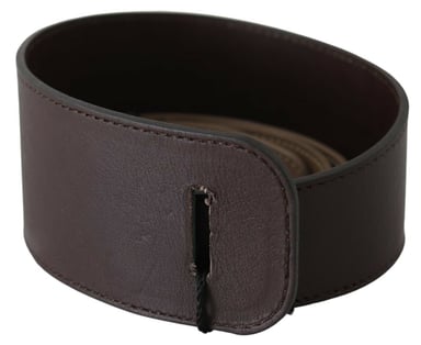 GF Ferre Women's Brown Genuine Leather Logo Wide Waist Belt