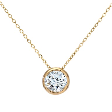 9ct Yellow Gold Rub Set Half Carat Diamond Pendant and 18" Chain