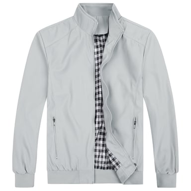 Men's Bomber Jacket with Stand-Up Collar, Transitional Jacket for Autumn, Casual Sports Jacket Gray