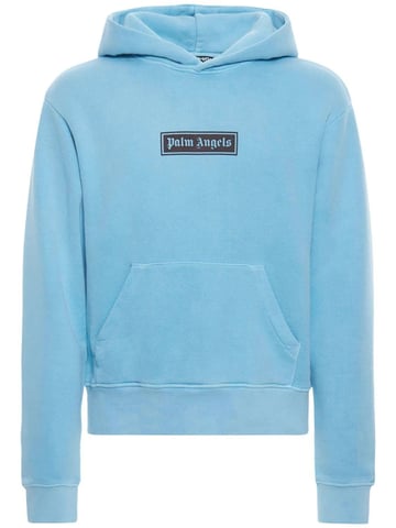 Palm Angels Garment Dyed Box Logo Ljusblå huvtröja