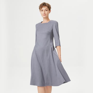 Flared tailor dress with square neckline